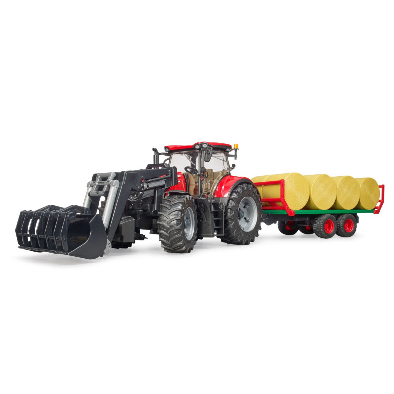 CASE IH Optum 300 CVX 3198 homlokrakodóval és bálaszállítóval  Bruder