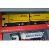 H0 Herpa DAF 105 DHL cserefelépítményes pótkocsis