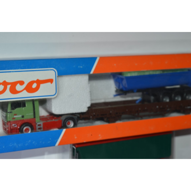 Herpa - Roco H0 MAN félpótos rakománnyal-rakoncás vagon