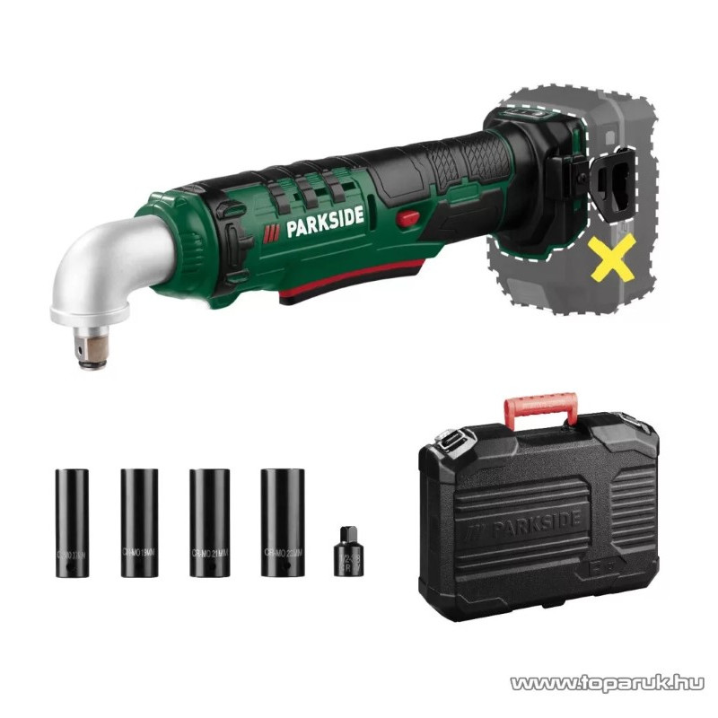 ParkSide PAWS 20 A1  Akkus sarok csavarozó / ütvecsavarozó  4 db Cr-Mo dugókulccsal, X20V, 40/76 Nm